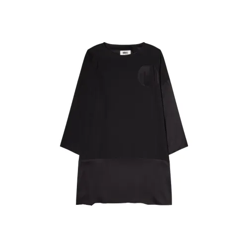 MM6 Maison Margiela Черное Женское Длинное Платье с Рукавами