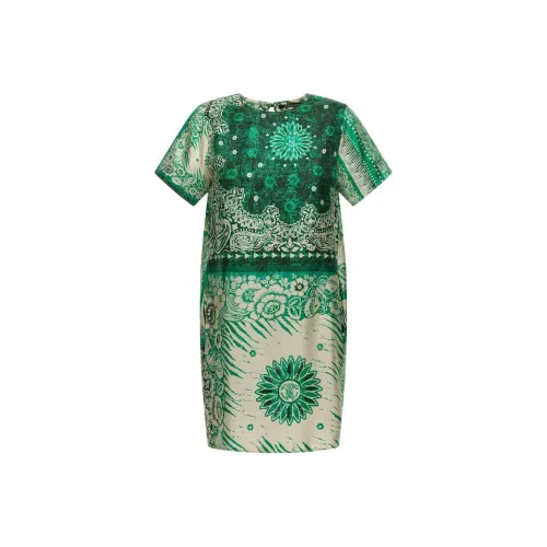 Roberto Cavalli SS24 Короткий рукав Платье Женское Зеленое