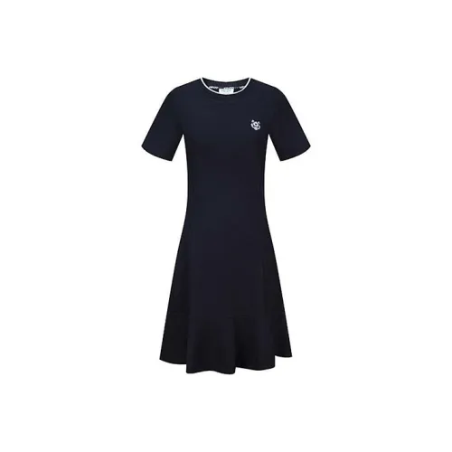 KENZO Черное Женское Короткое Платье с Рукавами