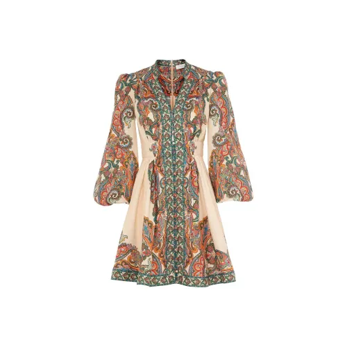 Zimmermann SS24 Длинное платье с длинными рукавами женское многоцветное