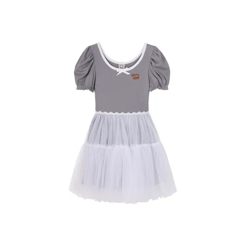 INEED I.T Sweet Dreamland Series Серый Женские Короткие Платья с Рукавами