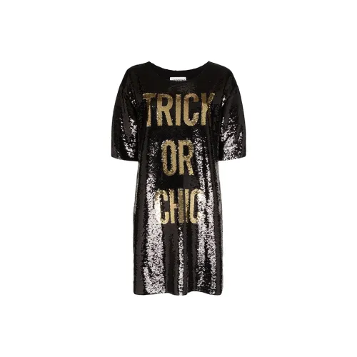 MOSCHINO Черное Женское Короткое Платье с Рукавами