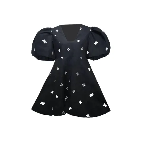 namas miyo m Black Женские Короткие Платья с Рукавами