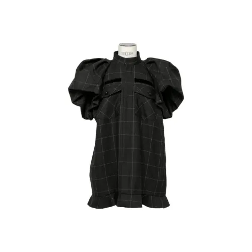Sacai Короткий рукав Платье Женское Черное