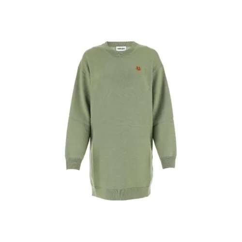 KENZO FW21 Длинное платье с длинными рукавами женское чайно-зеленый