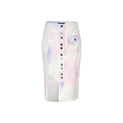 GIMING Деним Длинная Юбка Женская Розовая Синяя