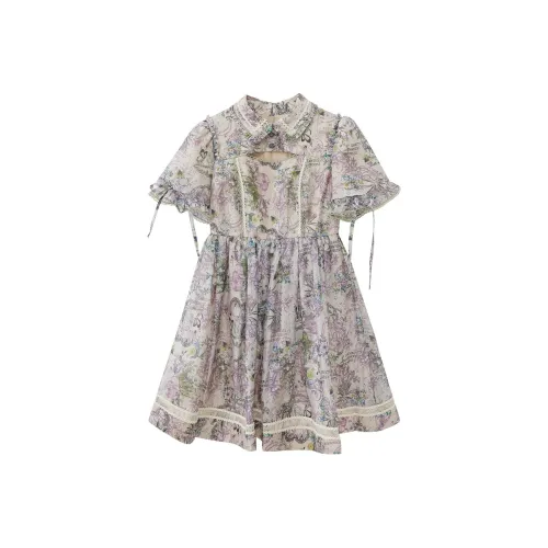 LULUALWAYS Короткий рукав Платье Женское Фиолетовое