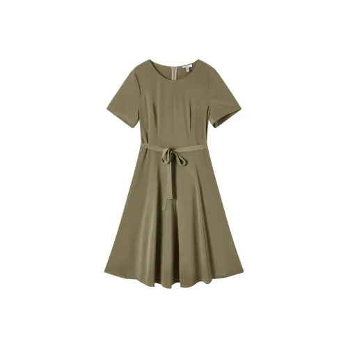FINITY Короткий рукав Платье Женское Хаки-желтый