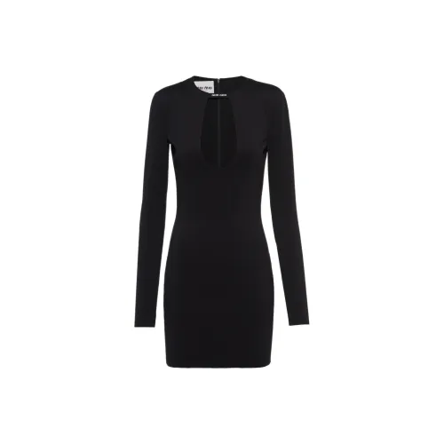 MIU MIU SS23 Длинное платье с длинными рукавами женское черное