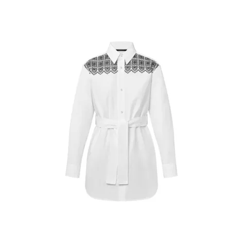 LOUIS VUITTON Длинное платье с длинными рукавами женское белое