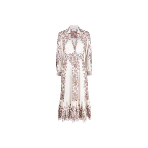 ETRO Белое Женское Длинное Платье с Рукавами