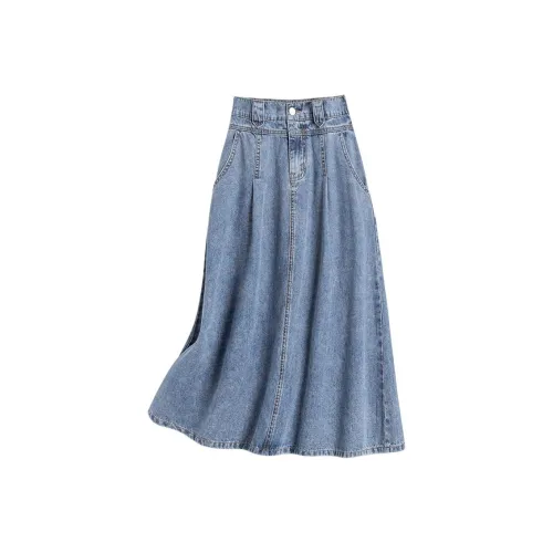 IHIMI Деним Длинный Юбка Женские Синий