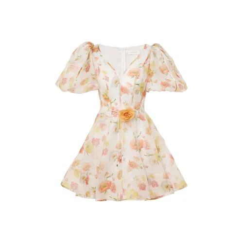 Zimmermann Многоцветные Женские Короткие Платья с Рукавами