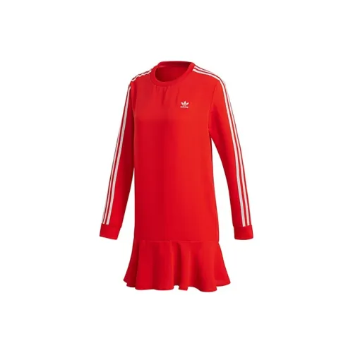 adidas originals Red Женские Длинные Рукава Платья