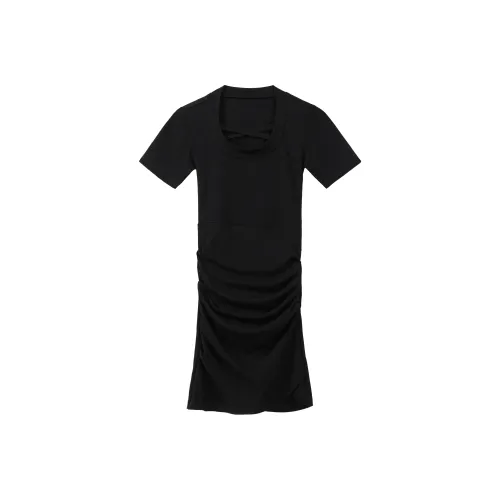 ORIASTAR Короткое платье с короткими рукавами женское черное
