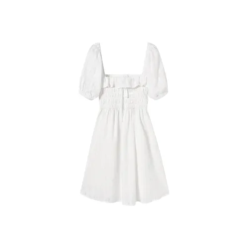 SEENFAAN White Daydream Белое Женское Короткое Платье с Рукавами