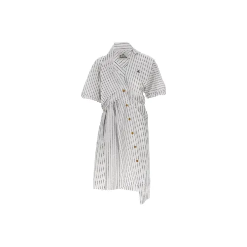 Vivienne Westwood Белое Женское Короткое Платье с Рукавами