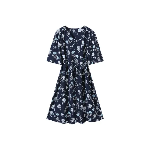 H YXIANG Короткое платье с короткими рукавами женское серия SHORELINE с элементами Fern и песочный цвет трава