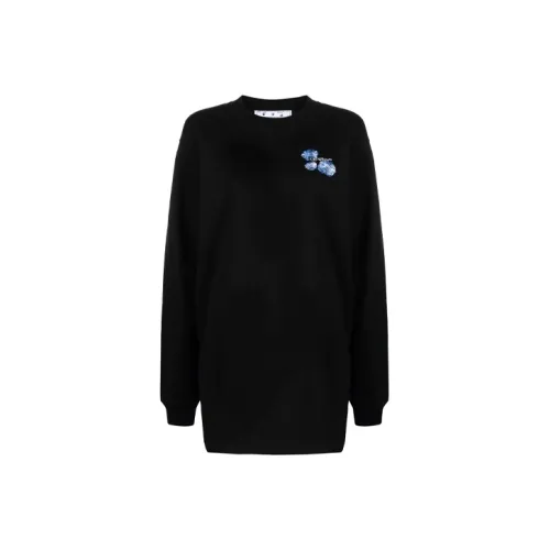 Off Белый FW21 Черный Женские Длинные Платья с Рукавами