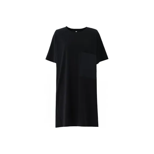 SOON FLOWER Короткий рукав Платье Женское Черное