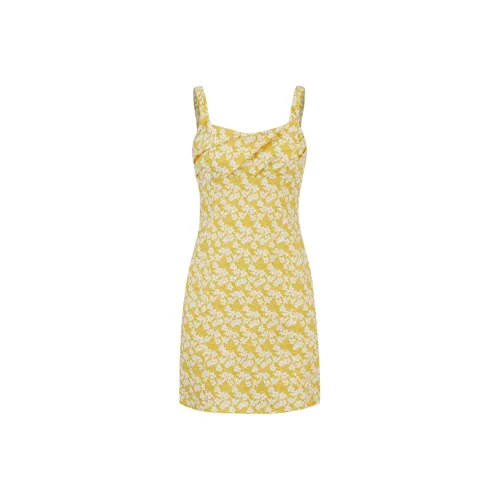 MOCO Без рукавов Платье Женское Желтое с Маленьким Цветочным