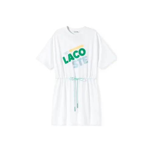 LACOSTE Белое Женское Платье с Коротким Рукавом