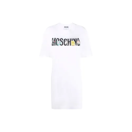 MOSCHINO Белое Женское Короткое Платье с Рукавами