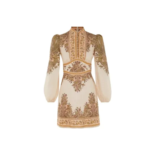 Zimmermann SS24 Длинное платье с длинными рукавами женское хаки