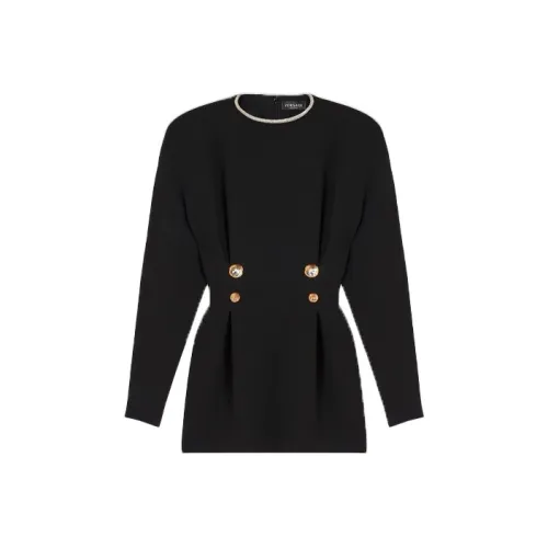 VERSACE Черное Женское Длинное Платье с Рукавами