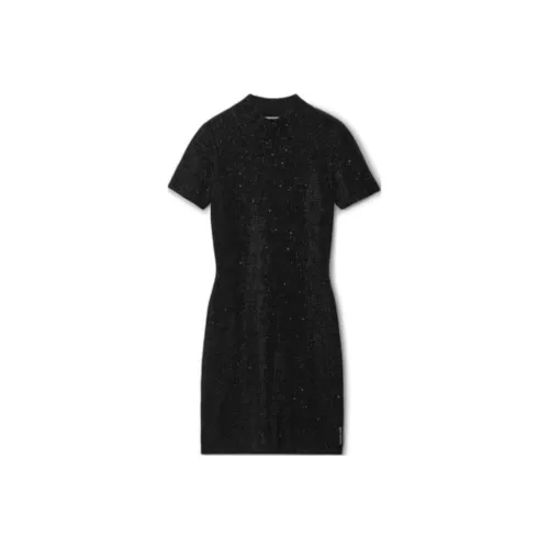 Alexander Wang FW24 Короткое платье с короткими рукавами женское черное