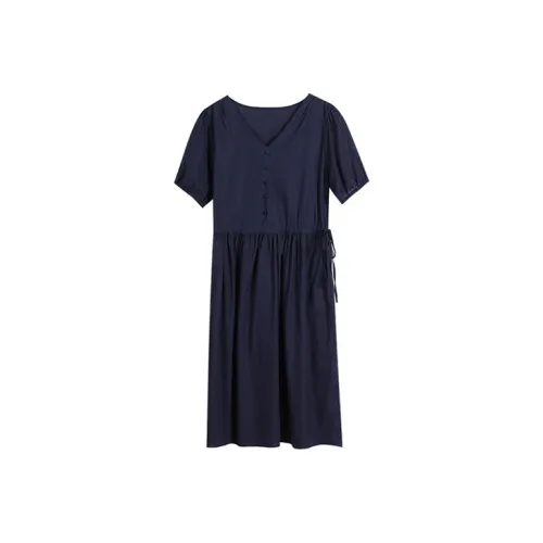 HUASJ Короткий рукав Платье Женское Темно-синий