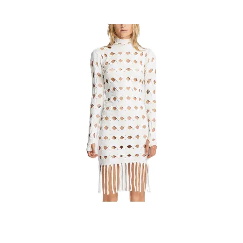 DION LEE Белое Женское Длинное Платье с Рукавами