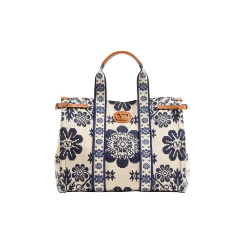 Valentino Garavani Жаккардовая ткань Тоут Сумка Сумка для покупок Сумка Женская Бежевая и Синяя