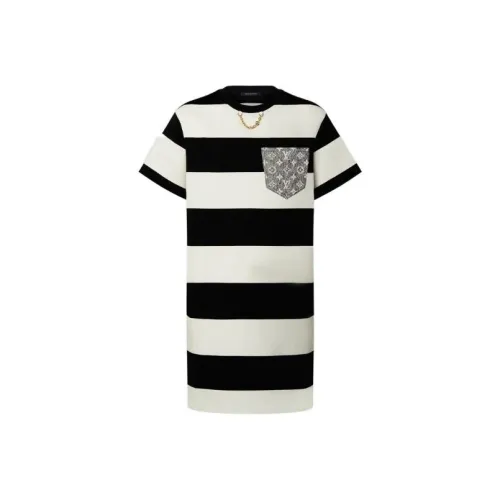 LOUIS VUITTON SS23 Короткий рукав Платье Женское Черно-белое