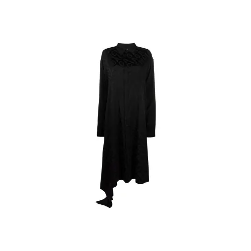 BALENCIAGA Черное Женское Длинное Платье с Рукавами