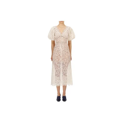 Self Портрет Короткий Рукав Платье Женское Белое