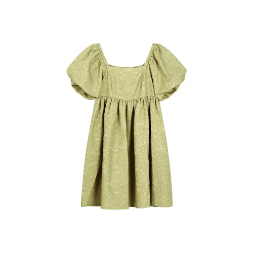 THE SEA LIFE Короткое платье с короткими рукавами женское мохово-зеленый