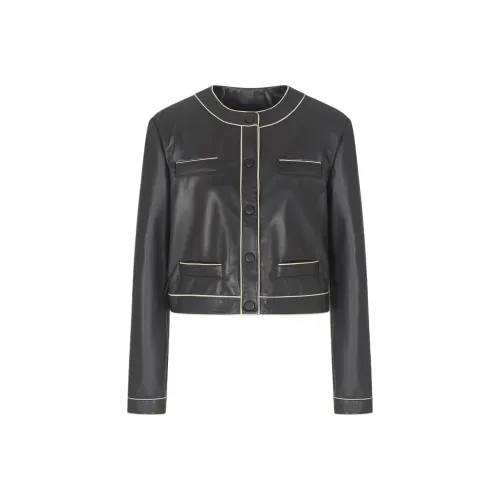 EMPORIO ARMANI Кожа Куртка Женская Черная