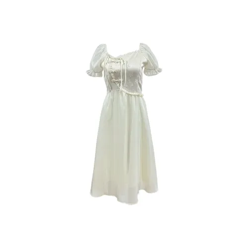 MOPB Короткий рукав Платье Женское Абрикосовое