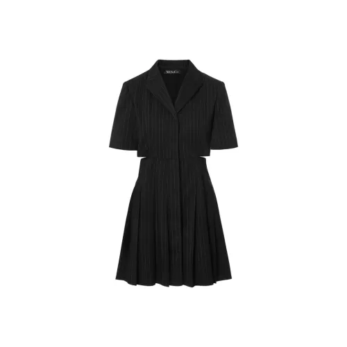 MOCO Короткий рукав платье женское черно-белые полосы