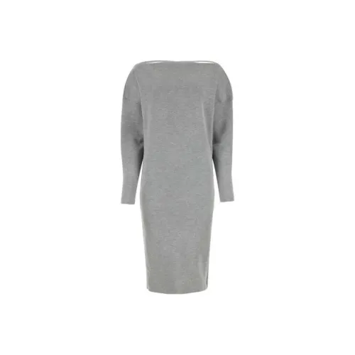 GUCCI Длинное платье с длинными рукавами женское светло-серое