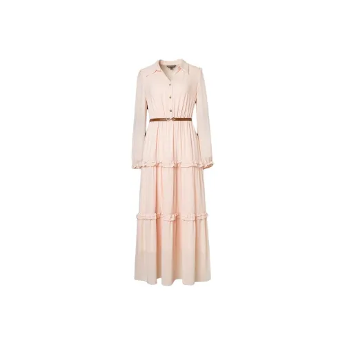 MeetMetro Длинное платье с длинными рукавами женское пыльно-розовый