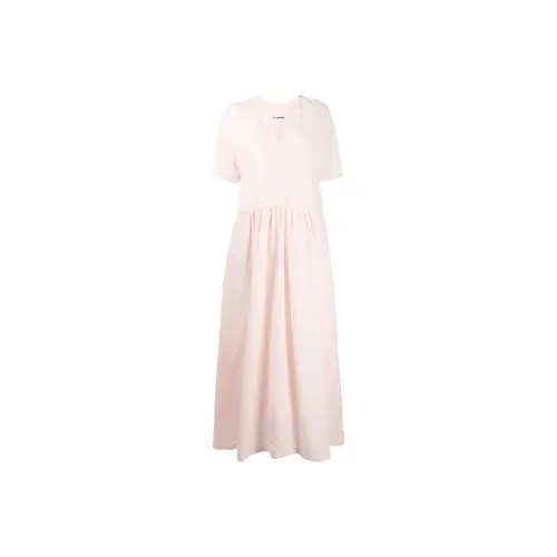 JIL SANDER Розовые Женские Короткие Платья с Рукавами