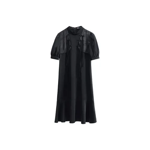 JK JS Черные Женские Короткие Платья с Длинными Рукавами