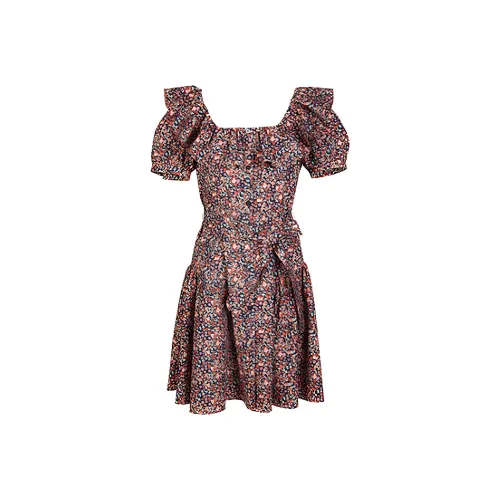 AIVEI Короткое платье с короткими рукавами женское розово-красное