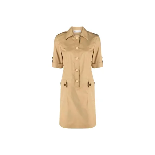 TORY BURCH SS23 Короткий рукав Платье Женское Хаки