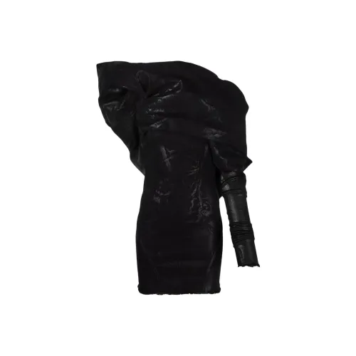Rick Owens DRKSHDW Черное Женское Длинное Платье с Рукавами