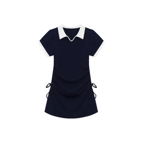 ZUKIZUKI Короткое платье с короткими рукавами женское темно-синий