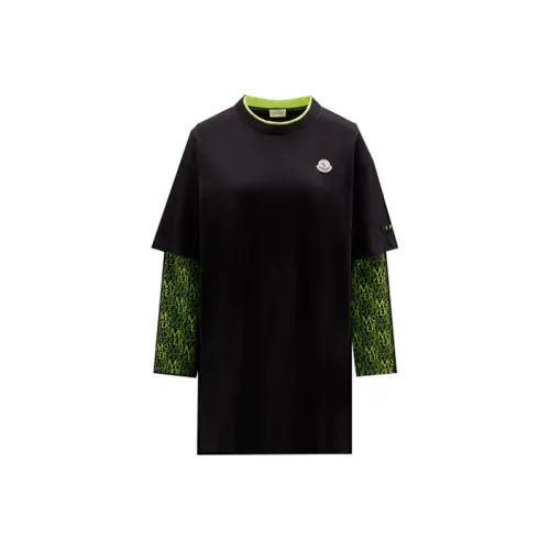 Moncler Черное Женское Длинное Платье с Рукавами