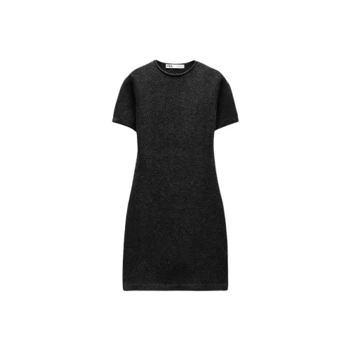 ZARA Короткий рукав Платье Женское Угольный серый